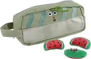 Cute Cartoon Style Large Capacity Canvas Pencil Case Zipper Office School Home (Green)