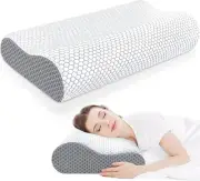 CloudBliss Memory Foam Pillow, Ergonomic Neck Contour Cervical Standard, Grey