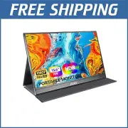 15.6-Inch Portable FHD Monitor with Dual USB-C & Smart Cover - Ultra-Slim
