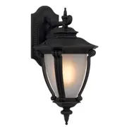 Dauphine Black Frosted Glass Classic Exterior Wall Lamp