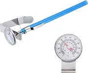 uxcell Bimetal Thermometer with 5in Stainless Steel Stem & 1in Dial, -10-110°C Temperature Range, Shatterproof Plastic Lens with Blue Sheath- Industrial Grade
