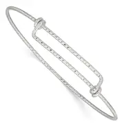 Sterling Silver Polished D/C 1.65mm 8-9.5In Expandable Bangle