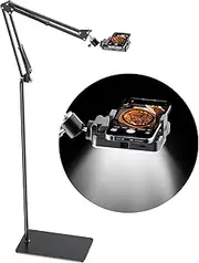 Overhead Phone Tripod for Video Recording with Rechargeable Light, Move Around Floor Phone Stand with Ring Light Content Creator Cooking Selfie Photography TikTok Youtube Compatible with iPhone