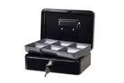 158mm Portable Sturdy Metal Cash Money Box No.6 Organiser Coins tray key lock
