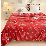 AusLandiy Christmas Throw Blanket Warm Blanket Red White Christmas Decorations Blankets Fuzzy Soft Warm Christmas Blanket for Bed Couch Sofa Travel (Red, 180 * 200 cm)