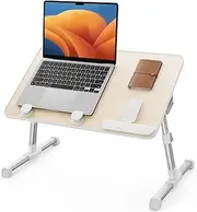 SAIJI Laptop Bed Tray Table, Adjustable Home Office Standing Desk Portable Lightweight Foldable Lap Desk for Sofa Couch Floor Working Studying Reading Writing Eating,Fit Up to 17" Laptop(Large,Teak)