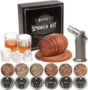 Kit para ahumar whisky con soplete: 6 sabores, astillas de madera, 2 vasos,neuvo