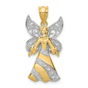 14k Two-tone GoldTwo-tone Gold W/Rhodium Angel Pendant