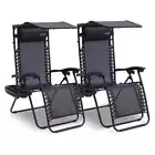 SereneLife Outdoor Adjustable & Foldable Zero Gravity Lounge Chair 2 Pack, Black