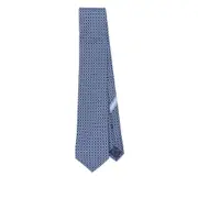 [Ferragamo] Ferragamo Geometric-pattern Silk Tie ONE SIZE BLACK/WHITE