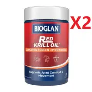 (BULK x2) Bioglan Red Krill Oil + Curcumin + Green Lipped Mussel 60 Capsules x2)