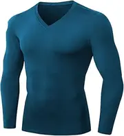 [Abigprofit] Mens Sports T-Shirt Compression Thermal Underwear Long Sleeve Solid T-Shirts Keep Warm Dark-Blue 1-6 S