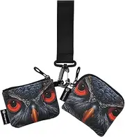 [XYMZR] Mini Zip Around Wristlet keychain Wallet Portrait Owl Red Eye for Women Personalized Pattern Detachable Dual Pouch Wristlet Portable Wallet Phone Coin Purse, Multi-colored, One Size