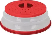 Microwave Cover for Food, Collapsible Microwave Splatter and Plate Covers Easy Grip Lid and Food Strainer, BPA Free and Dishwasher Safe, 10.5", Red - By Rampro