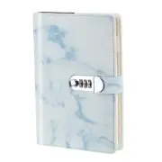 A5 Diary with Lock, 1pcs Journal with Lock Cute Journaling Leather Marble, Blue