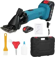 Electric Sheep Shears 500W 2400RPM Professional Rechargeable Shearing Clipper 21V with 6 for Shaving Fur Wool in Sheep Goat Cattle and Farm Livestock with 2 Batteries