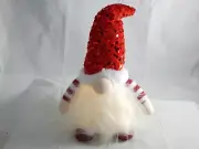 LED Lighted Christmas Gnome Santa Elf Figurine Faceless Doll Decor Red