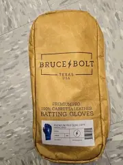 NWTS-2025 BRUCE BOLT Adults' Premium Pro LONG Cuff Batting Gloves LARGE BLUE