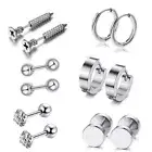 Set of 12 Industrial Scaffold Bar Ear Piercing Straight Barbell Steel Gem Opal