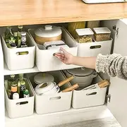 Plastic Storage Bins, Set of 6 Storage Boxes with 4 Lids, Storage Basket with Handle, Versatile Storage Box for Bathroom, Kitchen, Office, Living Room