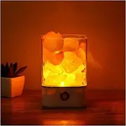 Crystal Natural Himalayan Salt Lamp, USB LED Multicolor Night Light Table Lava Lamps for Bedroom Bedside Bed Fixtures Home Decor,White