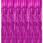 3 Pack Foil Fringe Backdrop Curtains 3.3x6.56 Feet Bling Rose Red Streamers
