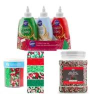 Christmas Cookie Decorating Set: Wilton Icing + Red, Green , And White Sprinkles