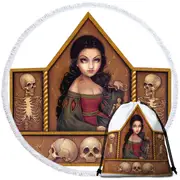 Dark Art Memento Mori Beautiful Maiden and Skeletons Round Beach Towel