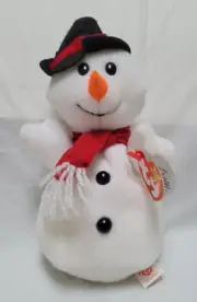 Ty Beanie Baby 1996 SNOWBALL Style 4201 Snowman with Black Hat and Red Scarf