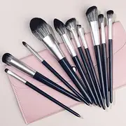 Makeup Brush Set 10 Pcs Premium Synthetic Foundation Powder Concealers Eye shadows Blush Nvay Blue Makeup Brushes with Pink Storage Bag