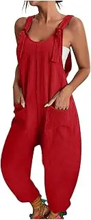 [Generic] Body Suit U Neck Sleeveless Jumpsuits Spaghetti Strap Baggy Overalls Harem Pants With Pocket Pantsuit for Women Dressy
