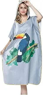 Outdoors Changing Robe Poncho Towel, Beach Towel Wrap Change Bathrobes Cape Beach Towels Cape Diving Surfing Fast Drying Sport Robe (Color : Gray, Size : One Size)