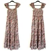 NWT Anthropologie Love the Label Size M Bouquet Smocked Maxi Dress Ruffled Sled