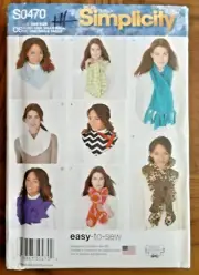 Simplicity Pattern S0470 Misses' Scarves Sewing Craft Project 470 (H)