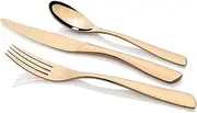 Stanley Rogers 50559 Soho Gold 56 Piece, Premium Stainless Steel Cutlery Set, Durable Flatware for 8 Persons, Mirror Finished Silverware in Gift Box (colour: gold), Quantity: 1 set, 56 pieces