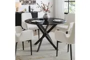 DREAMO Round Dining Table Black Marble 110cm