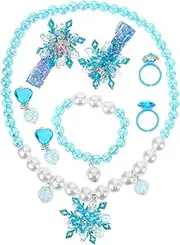 [BESPORTBLE] 1Set Jewelry Set Snowflake Necklace Ring Earrings Bracelet Bead Accessories for Little Birthdays Special Occasions