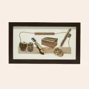 Indien Classical Musical Instruments Wood Art Frame 7 in x 12