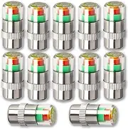 8 PCS Car Tire Valve Stem Caps-Car Tire Pressure Monitor Stem Caps,Pressure Monitor Sensor Indicator,3 Color Eye Alert,for Cars SUVs Trucks & Motorbikes (12 PCS)