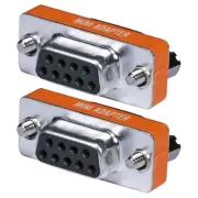 2x RS-232 DB9 DB 9 Female To Female Null Modem Mini Type F/F Adapter Connector