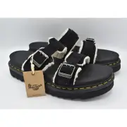 Dr Martens Mens Size 12 Myles Black Suede Buckle Slide Shoes Sandals