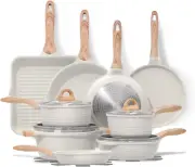 23Pcs Pots and Pans Set Nonstick, White Granite Coating Cookware Sets for Kitche