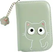 [WATIIFUFU] Magnetic Card Wallet Holder Slim Design Purse Women's Compact Embroidery Leather