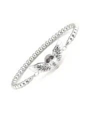 Silver 0.06 ct. tw. Diamond Skull Bangle Bracelet