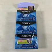 Sony 3 Pack VHS-C 30 Minute Tapes New Premium