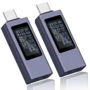 2 PCS USB C Power Meter, USB C Tester Power Meter,Type C Voltage and Current ...