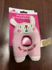 My First Valentines Day Plushie Rattle Pink NWT By Way To Celebrate