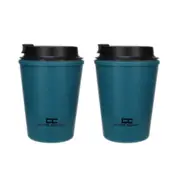 2PK Coffee Culture Eco Double Wall 350ml Reusable Travel Drink Cup Prussian Blue