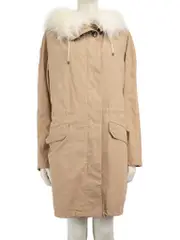 ARMY Yves Salomon Beige Raccoon Fur Parka Coat