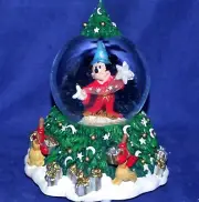 Disney Mickey Mouse Sorcerer's Apprentice Christmas Musical WaterGlobe New 7"